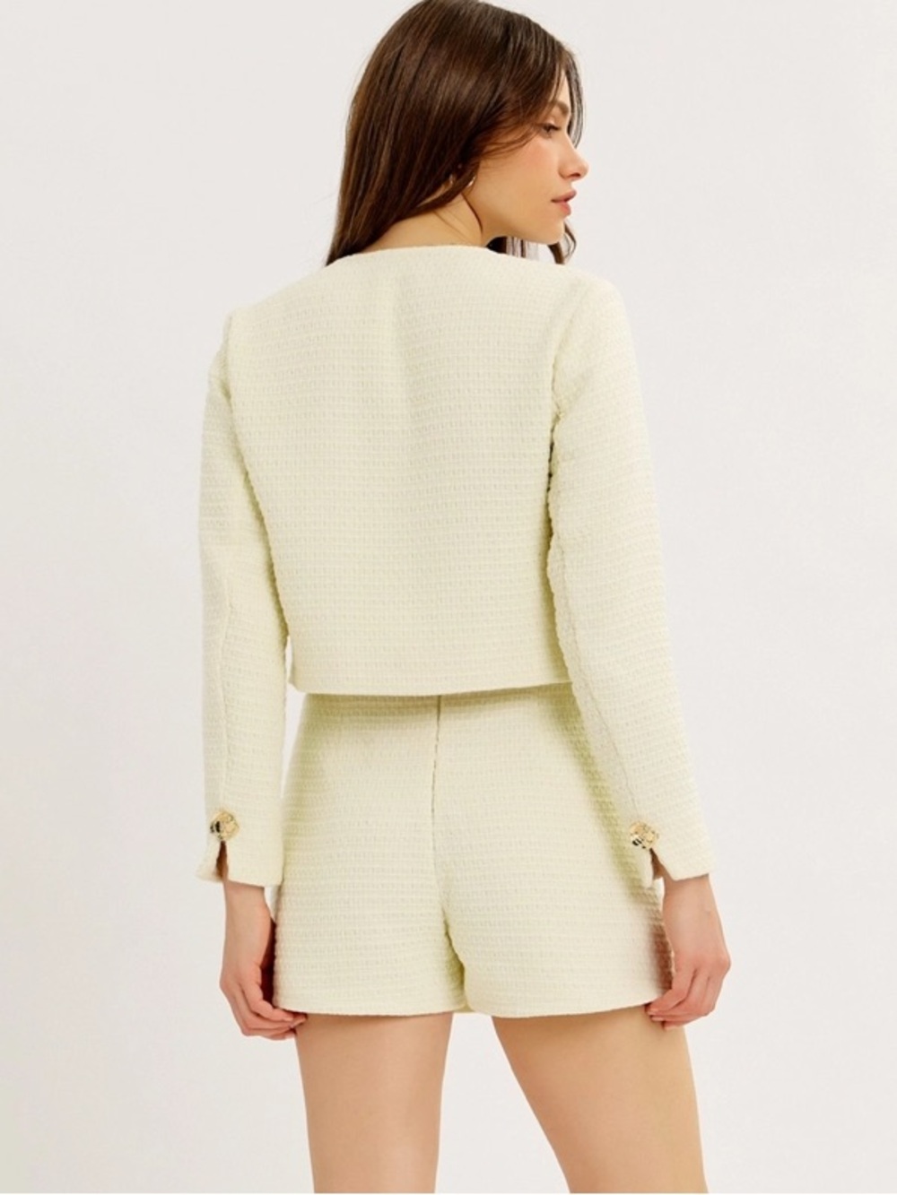 (702) Outstanding Elegance Rosette Button Tweed Jacket - S - NWT - Picture 6 of 6